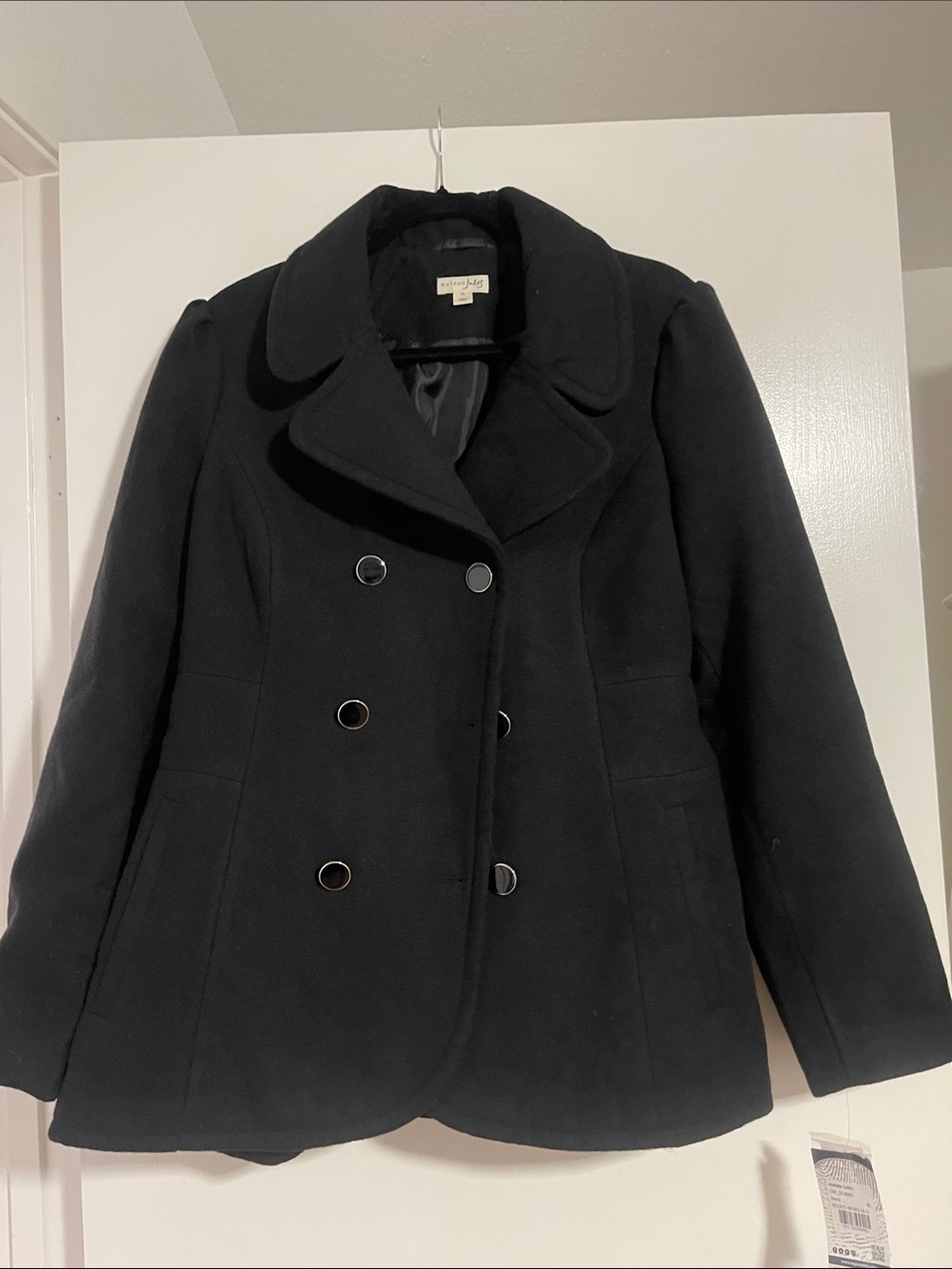 Maison Jules Black Double-Breasted Pea Coat